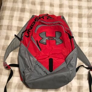 Under Armor Red and Gray Bookbag